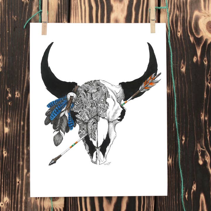 FJ Creations - Wholesale Art Print - Courage (Bison Skull) - Fine Art Print1