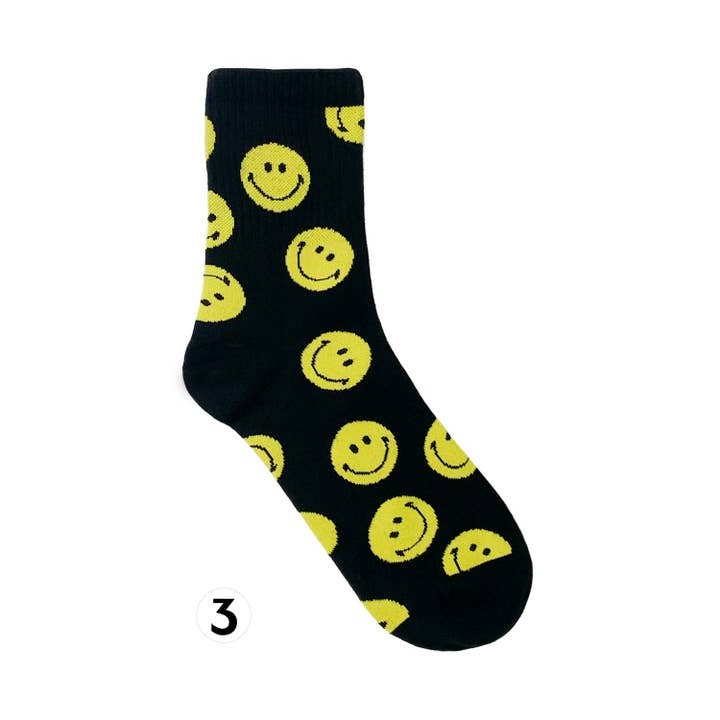 7DAYSSOCKS – wholesale Strumpor - Dam – Damstrumpor med leende mönster, crew-modell2