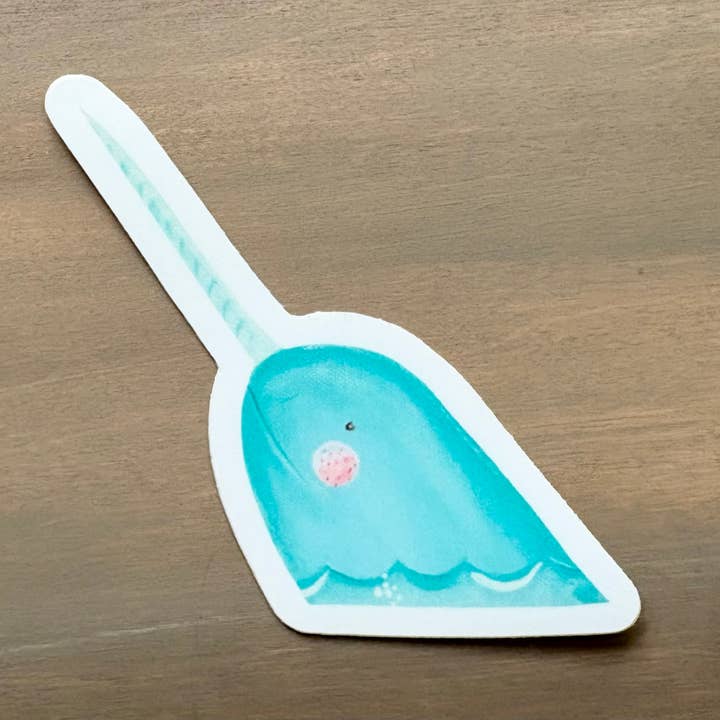 Happy Narwhal Hand Painted Waterproof Vinyl Sticker for wholesale by Maryellen Kim Art And Design