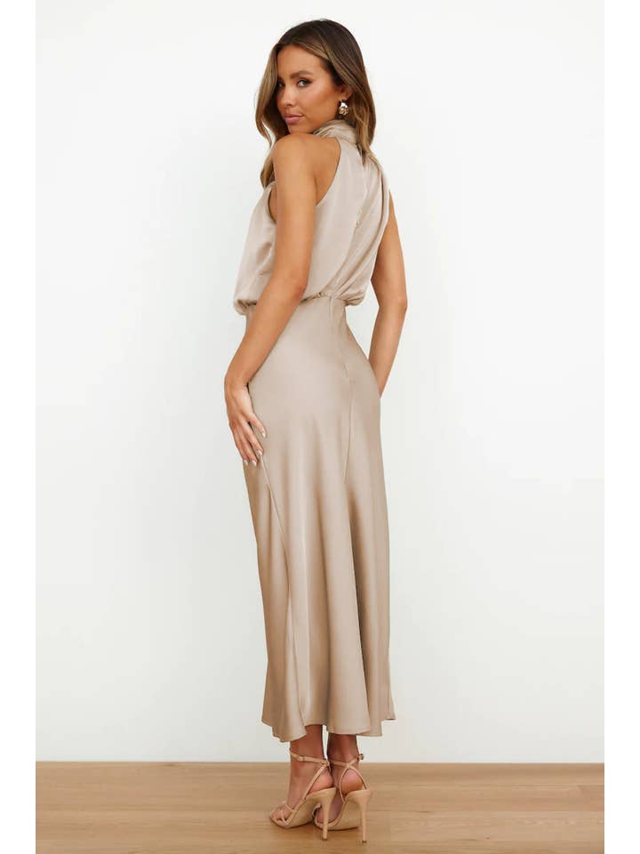 Sweetkama - Wholesale Dress - Women's - Ladies Eleganr Sleeveless Satin Midi Dress GQQT86