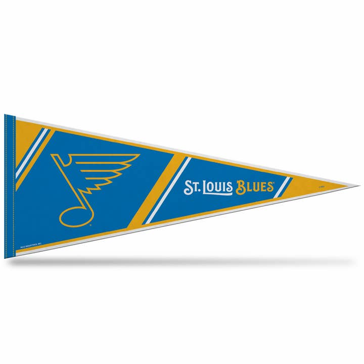 NHL St. Louis Blues Logo and Wordmark Felt 12X30 Pennant for wholesale by Rico Industries