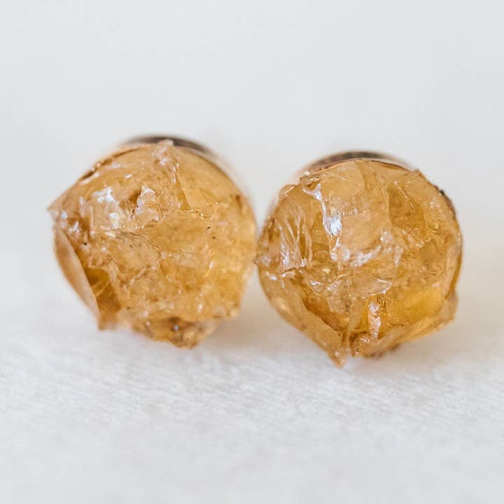Raw citrine mosaic gemstone stud earrings for wholesale by luxe.zen