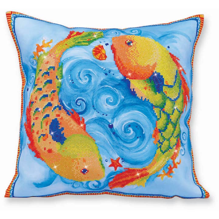Dancing Fish Pillow for wholesale by DIAMOND DOTZ®