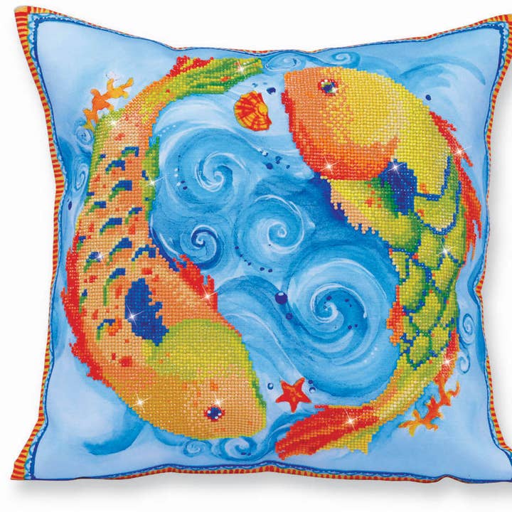 Dancing Fish Pillow for wholesale by DIAMOND DOTZ®