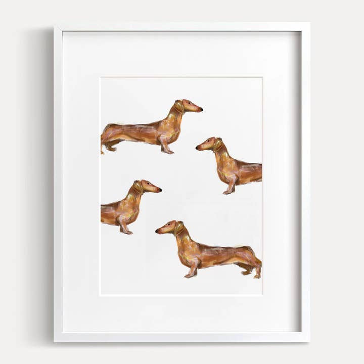 Wiener Dog or Dachshund Pup Minimalist Watercolor Wall Art for wholesale by Triple Studio
