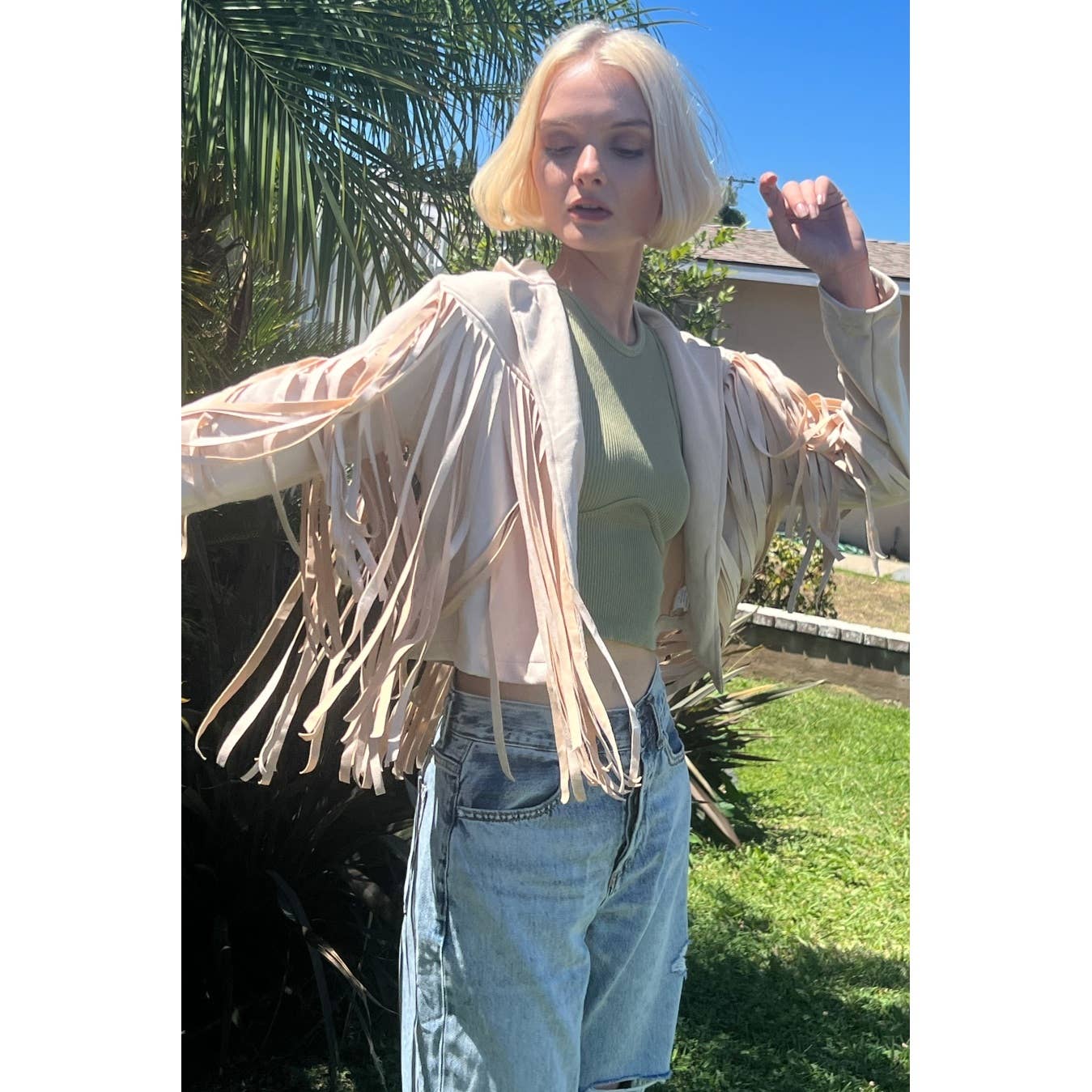 Mapcie - Wholesale Jacket - Women's - SUEDE JACEKT WITH FRINGE DETAIL9