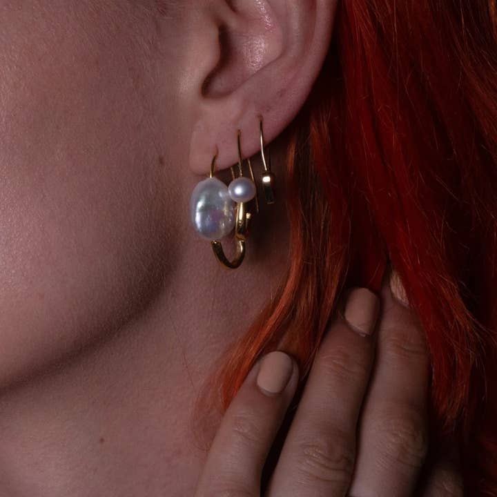 Serpent & the Swan - Wholesale Dangle earrings - Classic Pearl Safety Pin Earring3