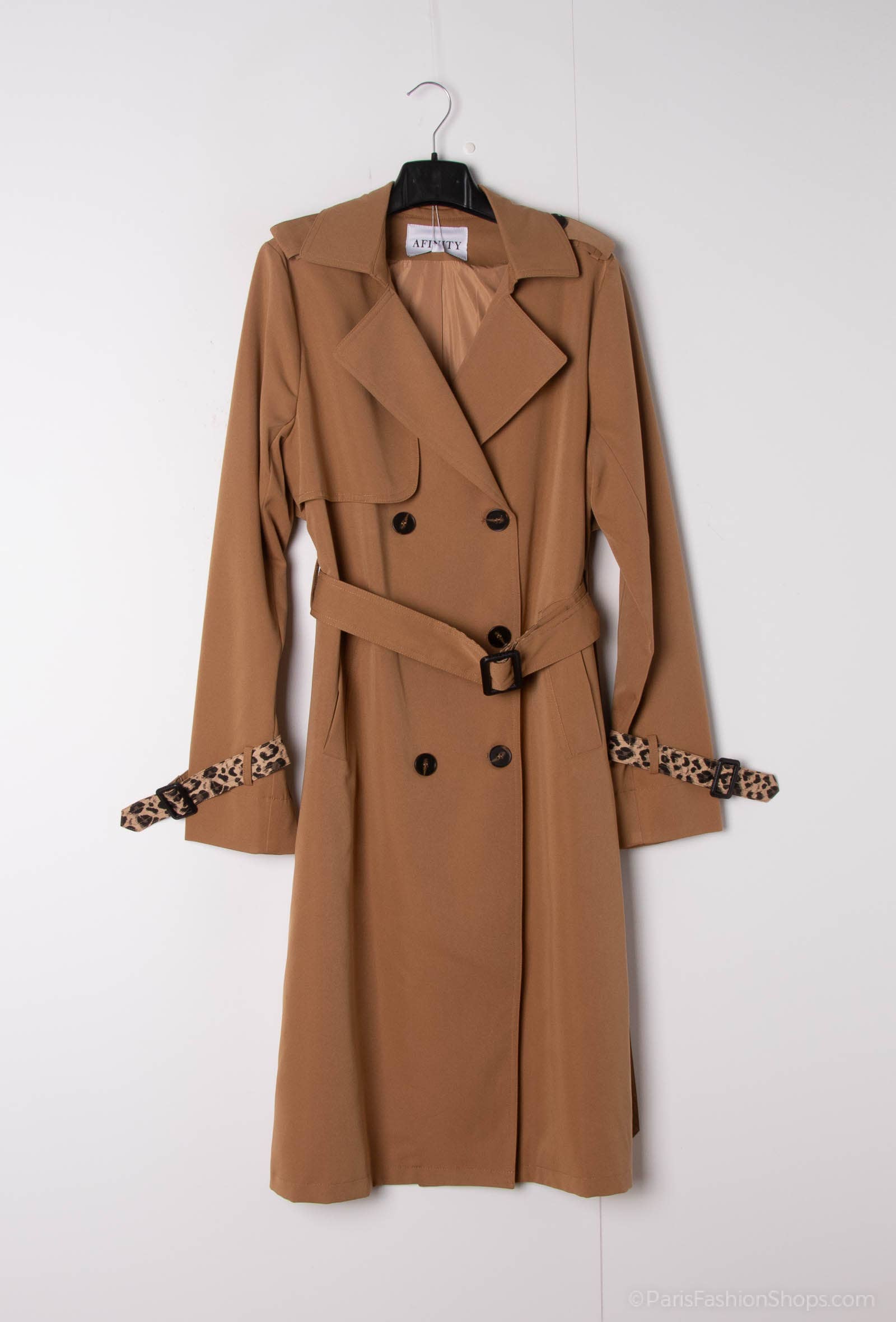 Afinity - Wholesale Trench Coat - Women's - Women's leopard trench A894-1 – elegant cut with belt3