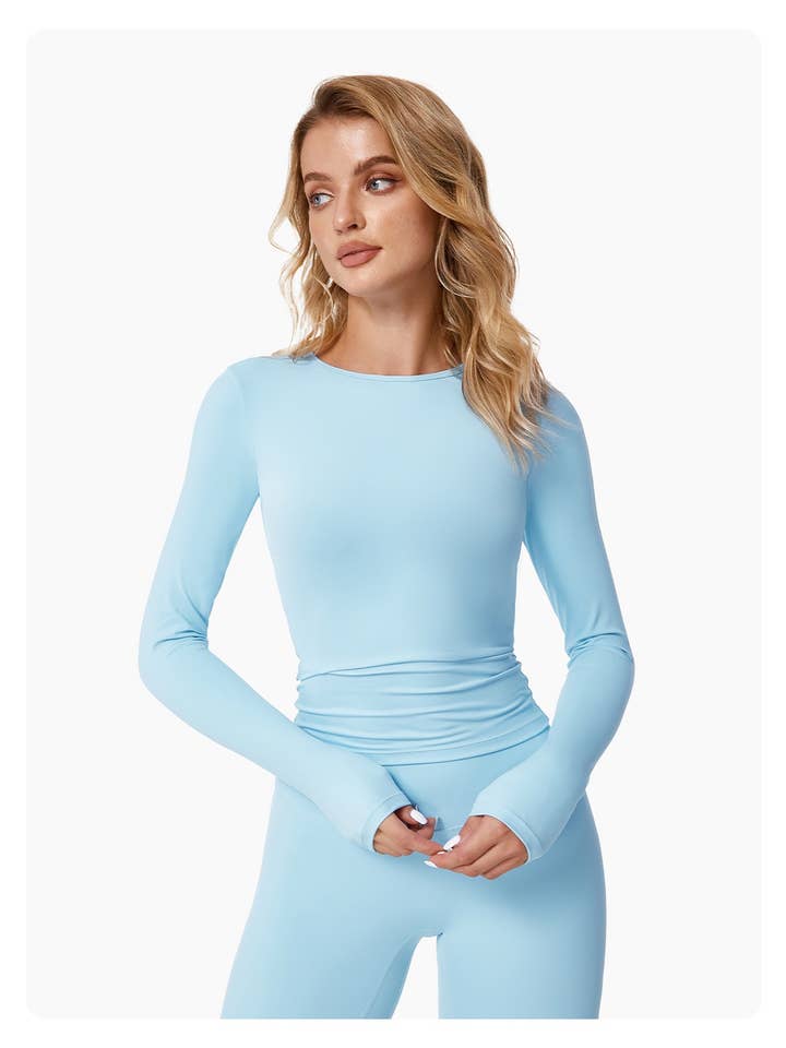 Abigail Buttery Soft Crew Neck Long Sleeve Active Top for wholesale by Mantra Active