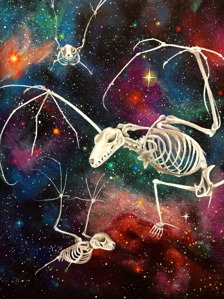 Kunsttryk „Cosmic Chiroptera“ for engroshandel hos Destiney Hett Art