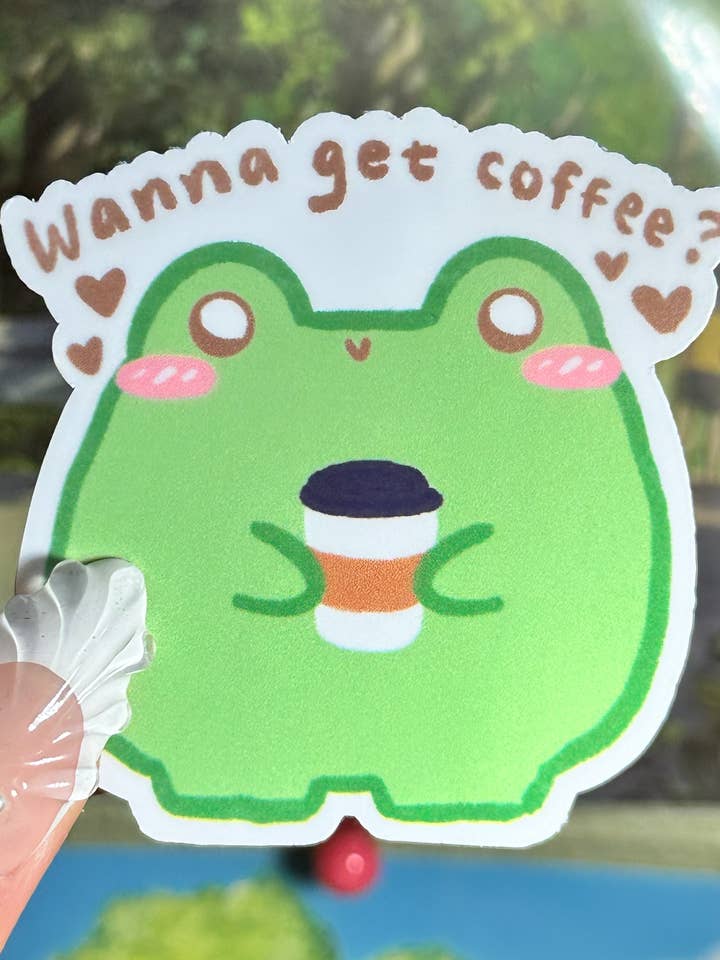 Queres tomar um café? Autocolante de Sapo - À prova de água, Garrafa de Água por atacado de Simply Froggie Shop