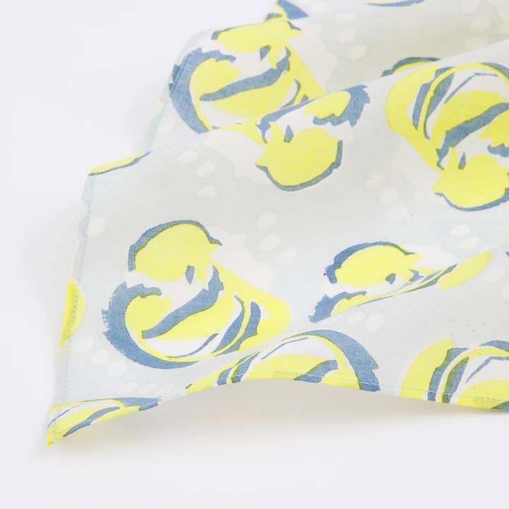 Pink Afternoon walk by the lake Block printed handkerchief for wholesale on Faire8