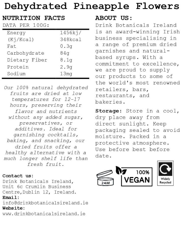 Drink Botanicals Ireland - Wholesale Dried/Dehydrated Fruit - Dried Pineapple Flower Slices8