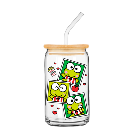 Silver Buffalo - Wholesale Drinking Glass/Cup - Sanrio Keroppi Snapshot oz Glass Tumbler w Bamboo Lid0