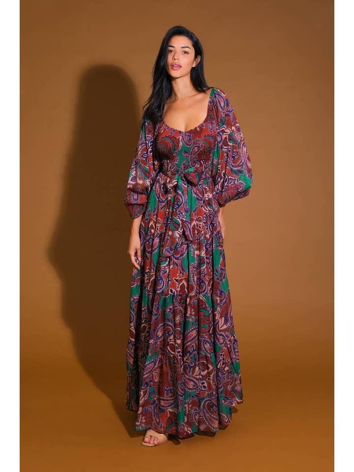 WHINE TEAL A printed woven maxi dress - ID21645 for wholesale on Faire