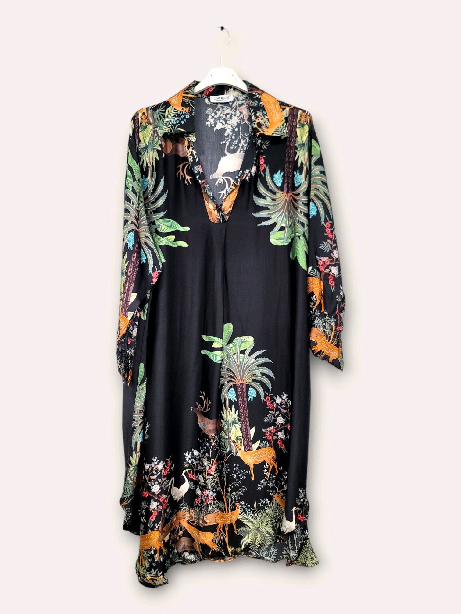 Black Plus Size - Flowing Dress with Tropical Print for wholesale on Faire3