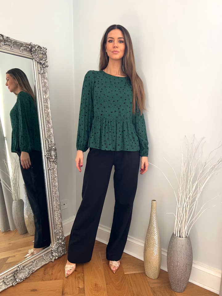 Emerald Charm Peplum Blouse for wholesale by Marina Kaneva