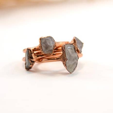 Daddy Daughter Jewelry - Wholesale Cocktail/Statement Ring - Dainty Copper Rose Quartz Ring | Love Stone Pink Rose Quartz4