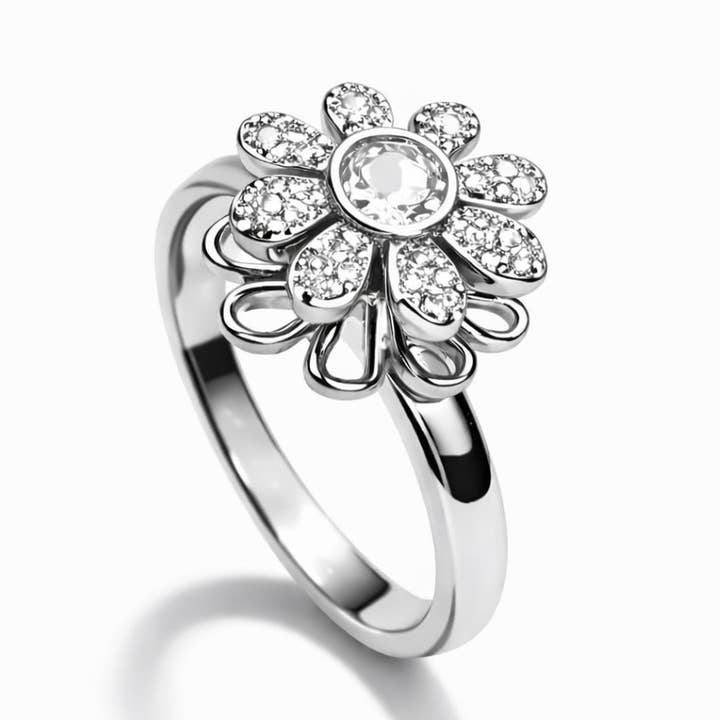 Luna Petal Spinner Ring – Adjustable Floral Fidget Ring for wholesale by Loli