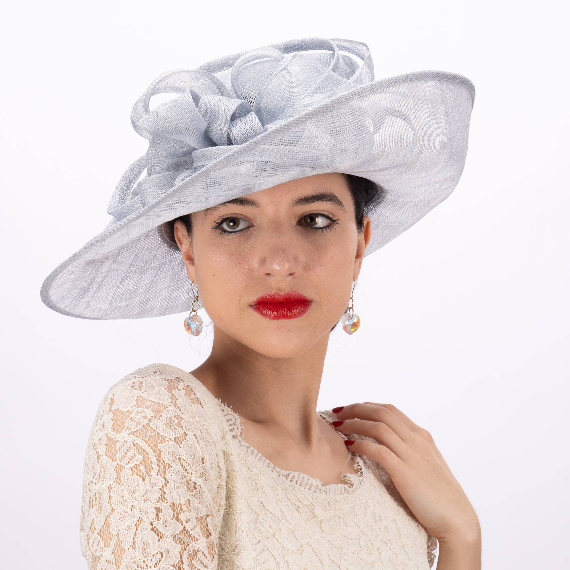 KaKyCo – wholesale Straw hat – women's – Wide Upswept Sinamay Dress Formal Hat | 1190450