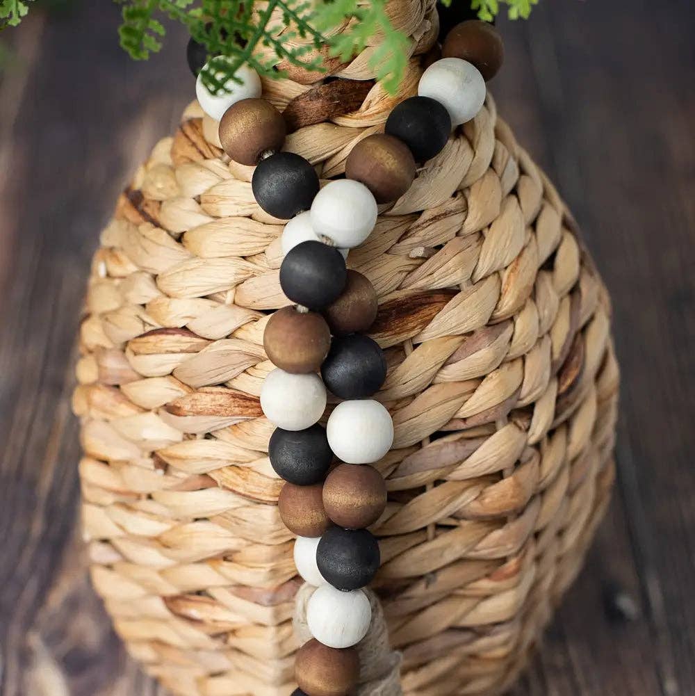 Huis Van Merken - Wholesale Bunting/Garland - 1pc Wood Bead Garland Home Decor, Farmhouse Beads With Tassel2