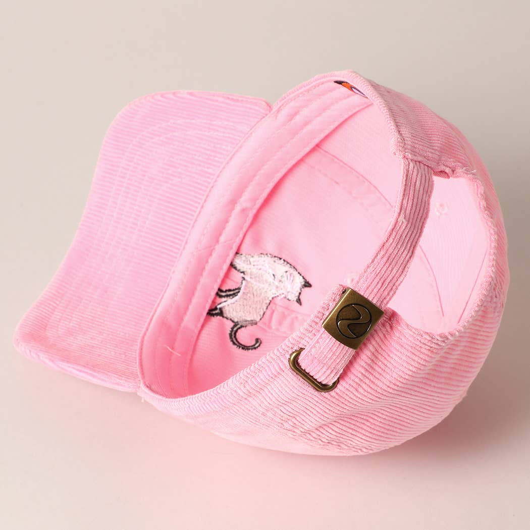 Fashion City - Vente Casquette de baseball – unisexe - Casquette baseball en velours côtelé brodée chat smoking7