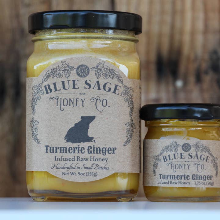 Blue Sage Honey Co. - Wholesale Honey - Turmeric Ginger Infused Raw Honey Organic Turmeric & Ginger