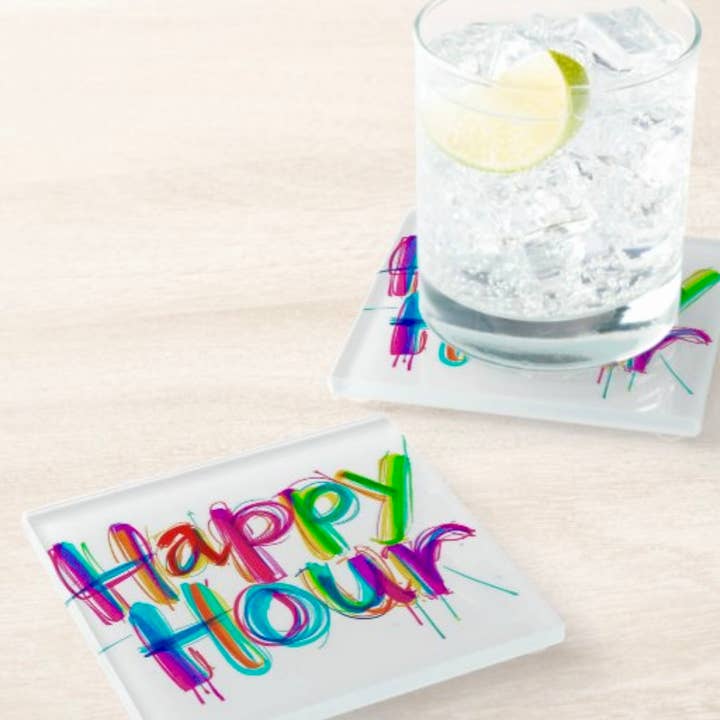 Happy Hour är en Bra Timme Underläggsset för wholesale av Resinate By KS / by KRISTIN SMITH