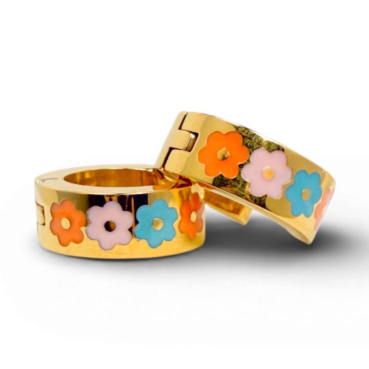 Gold Thick Flower Hoop for wholesale by ETHICGOODS