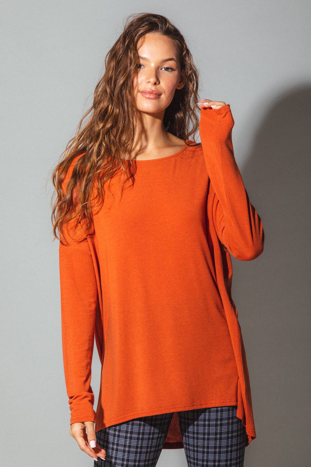 VERY J - Wholesale Tunic - Women's - LT24297-Long sleeve tunic knit top12