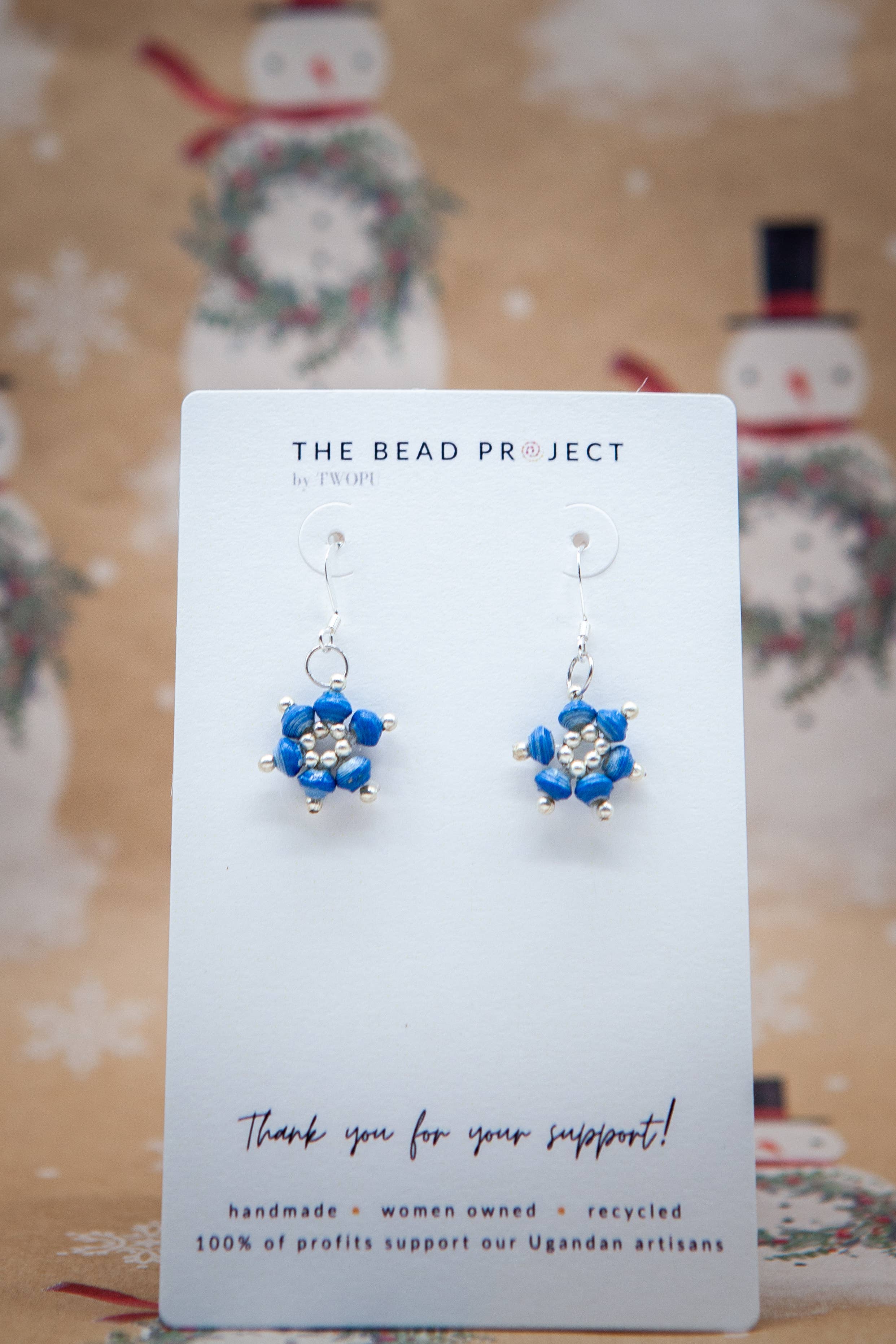 The Bead Project by TWOPU - Wholesale Dangle Earrings - Paper Bead Snowflake Earrings0