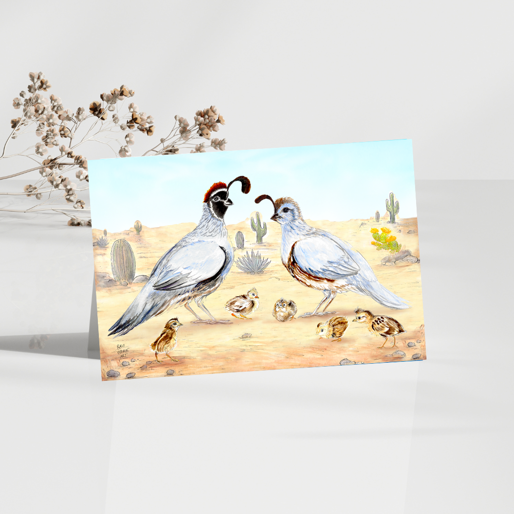 Wilkie Studios - Wholesale Everyday Greeting Card - Quail Family Greeting Card1