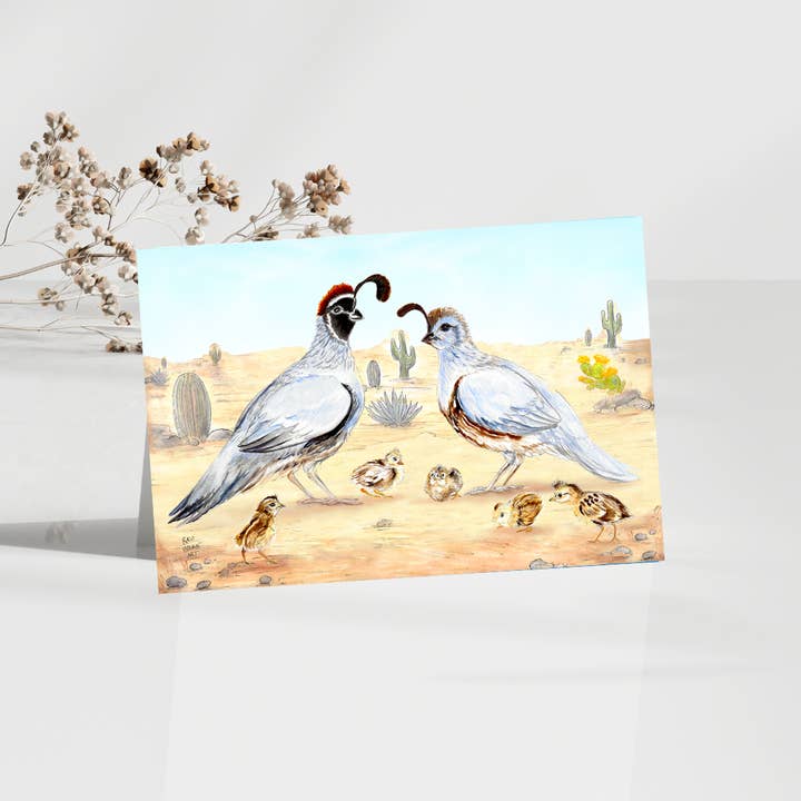 Wilkie Studios - Wholesale Everyday Greeting Card - Quail Family Greeting Card1