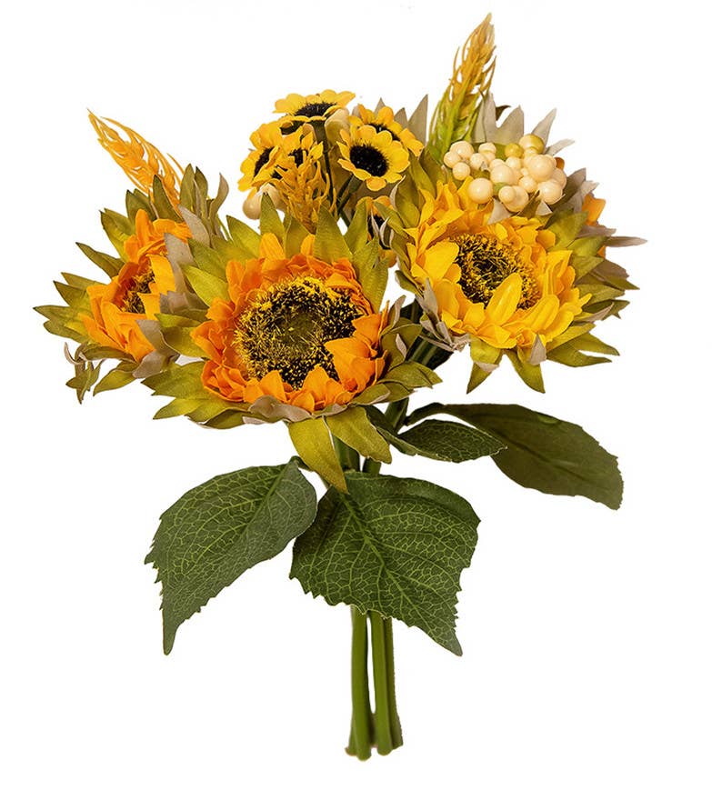 Sweet Home Deco - Wholesale Artificial Flowers - Silk Sunflower Bouquet, Fall Decorative Flowers, Yellow