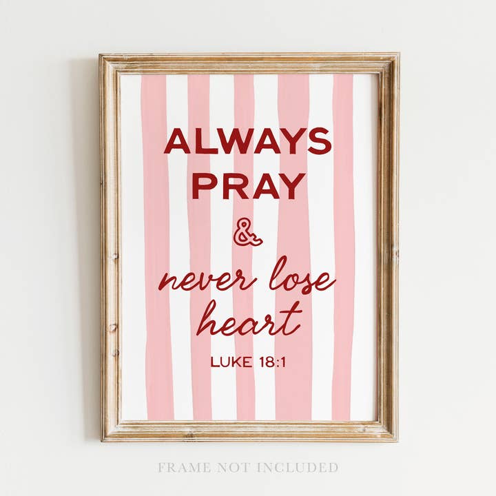 Bete Christliche Preppy Wandkunst Druck, Preppy, Rosa Streifen für den Großhandel von Rooted in Truth