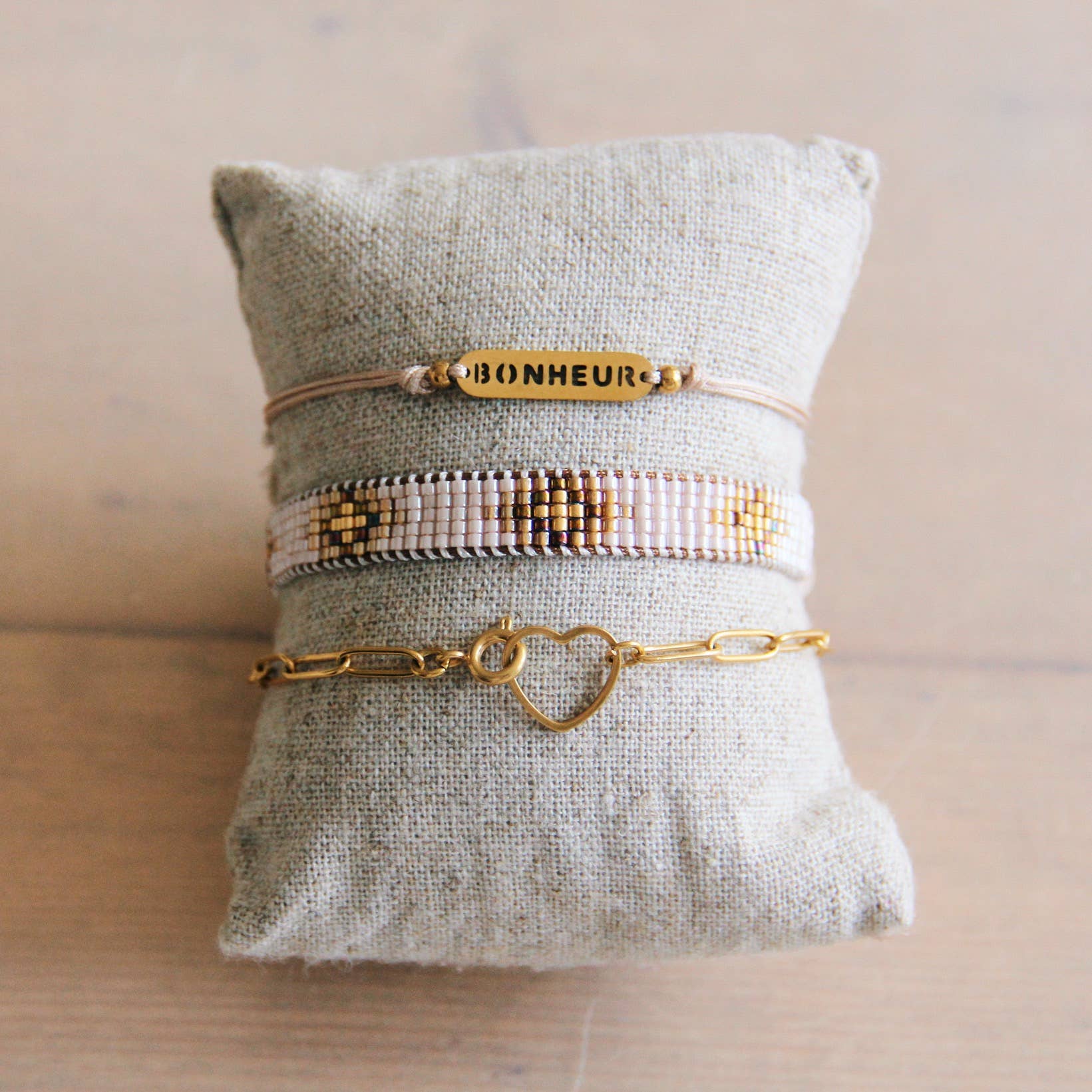 Bazou – Pulseira entrelaçada/entrançada por atacado – Pulseira trançada nude/cognac/dourada2