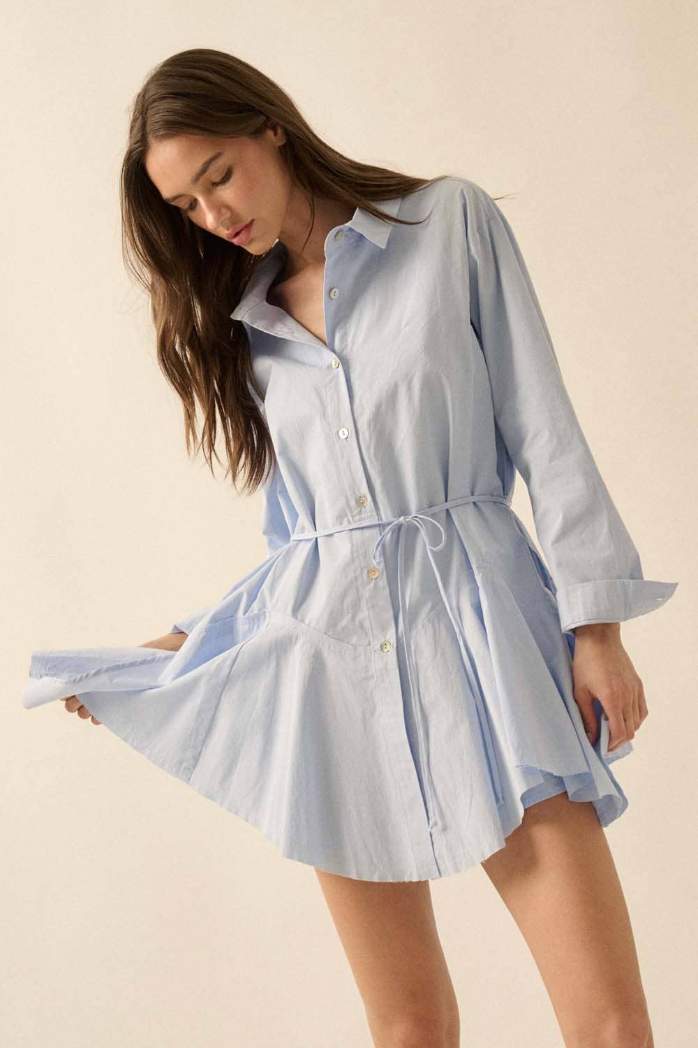 Promesa USA - Wholesale Romper - Women's - Solid Button-Up Belted Handkerchief Shirt Romper14