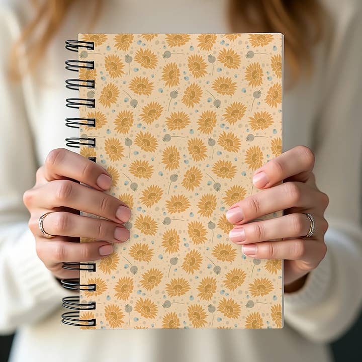 Ashley Gail Creaties - Vendita all'ingrosso Quaderni - Taccuino a spirale con girasole giallo0