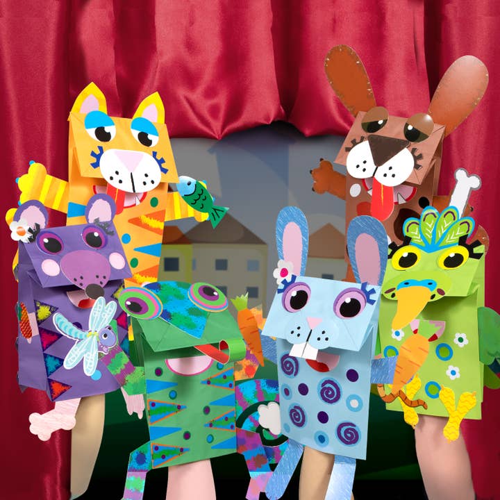 Learning Advantage - Wholesale DIY Craft Kit - Kids - Paper Bag Puppets - Pets Kit
