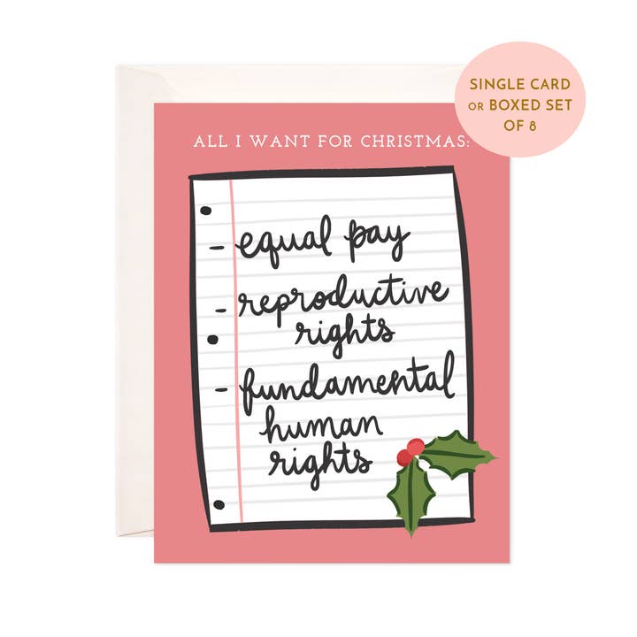 Lista över mänskliga rättigheter gratulationskort - Aktivist julkort för wholesale av Bloomwolf Studio