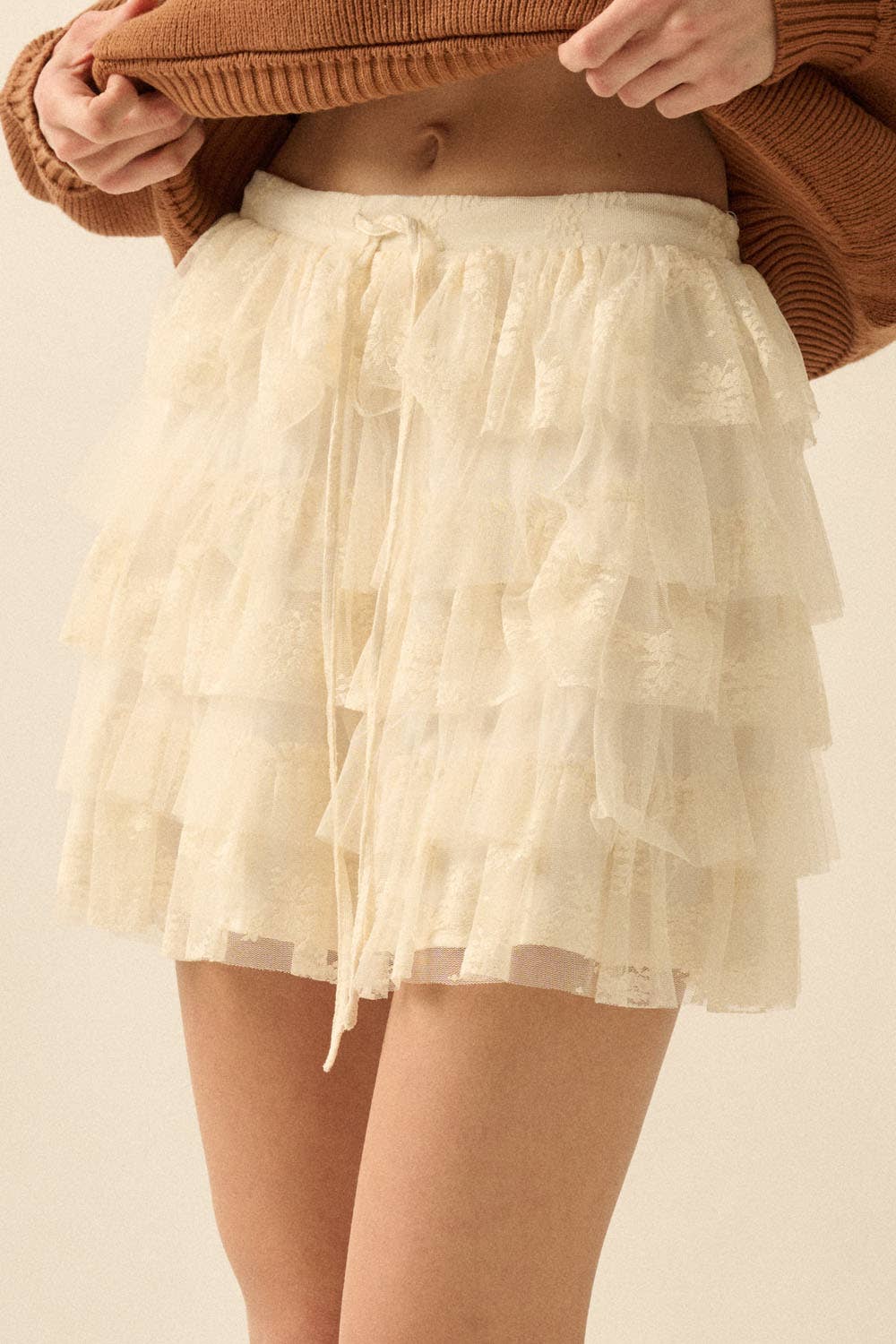 Promesa USA - Wholesale Skirt - Women's - Lace and Tulle Tiered Ruffle Mini Skirt19