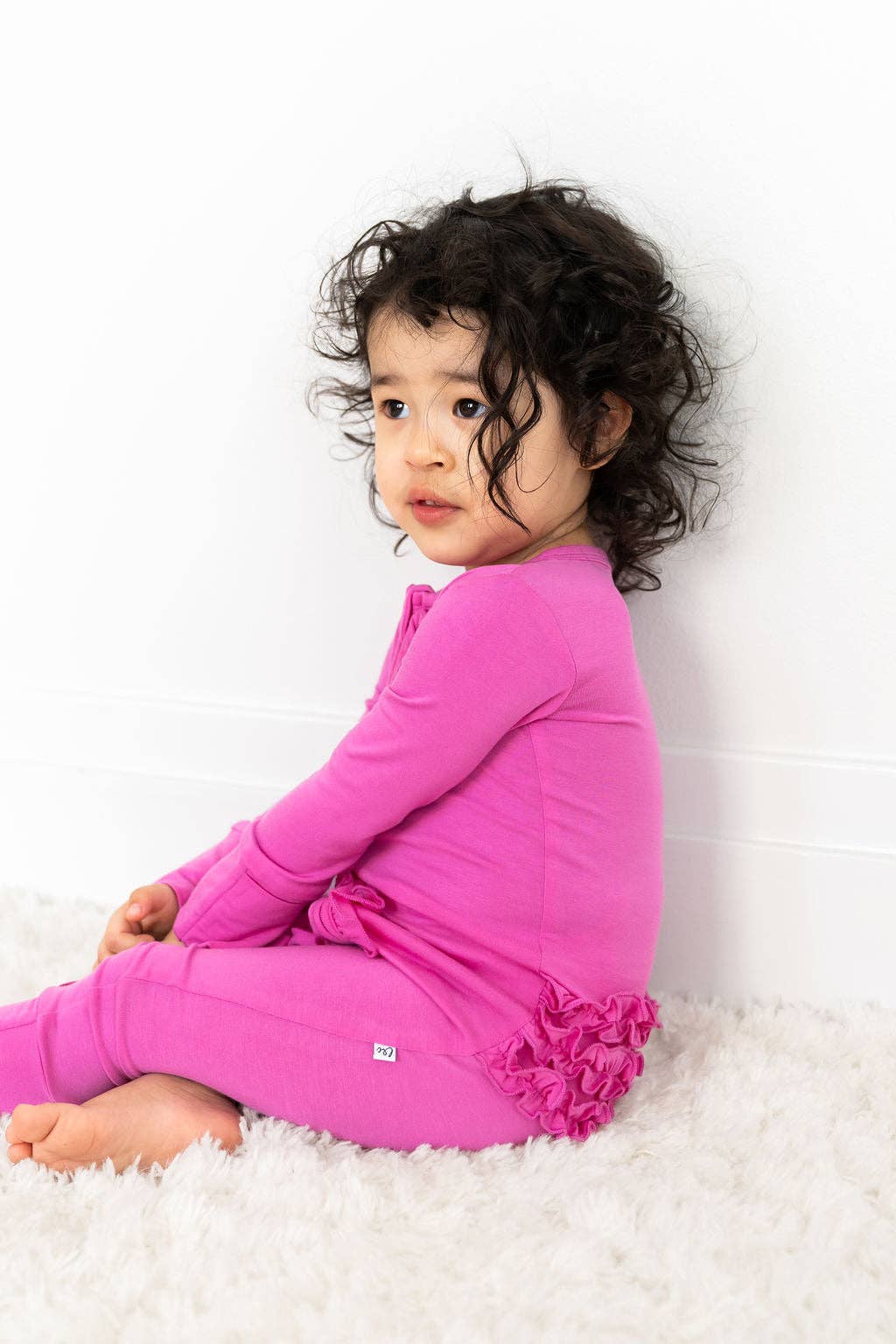 Laree + Co. - Wholesale Sleepsuit - Baby - Korrie Pink Bamboo Ruffle Convertible Footie3