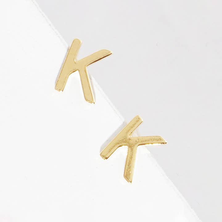 Sensibling Corp. - Wholesale Stud/Post Earrings - Gold Dipped Metal Initial Monogram Stud Earrings12