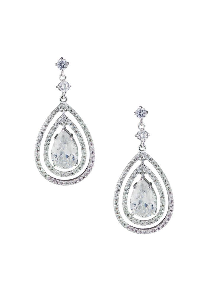 Double Halo Pear Earrings for wholesale by CZ by Kenneth Jay Lane