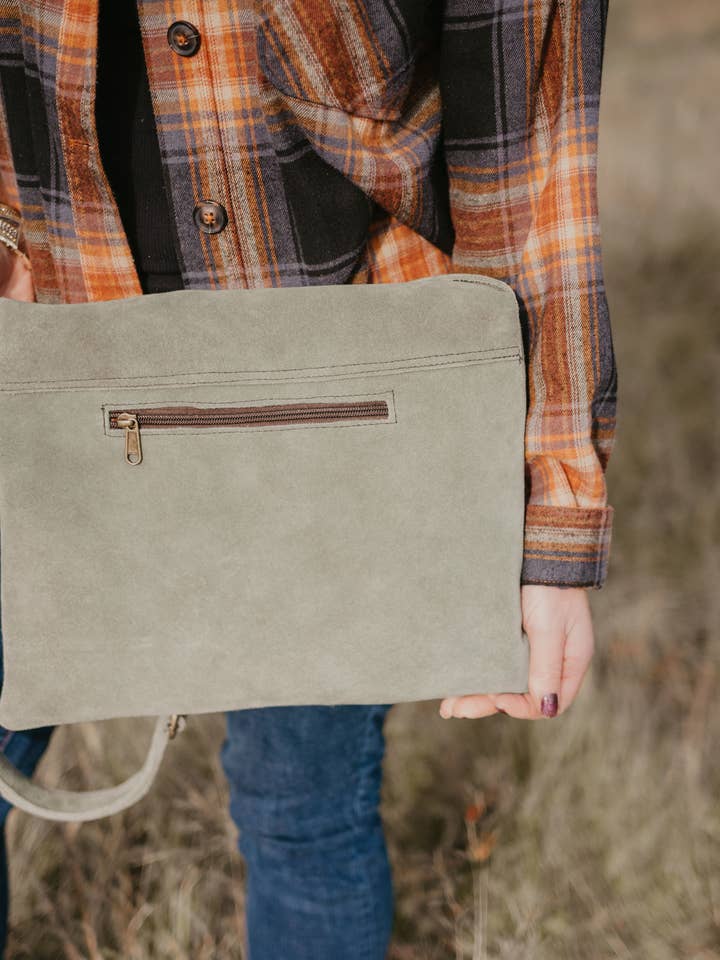 suede messenger bag for wholesale by FRINGE & LUXE