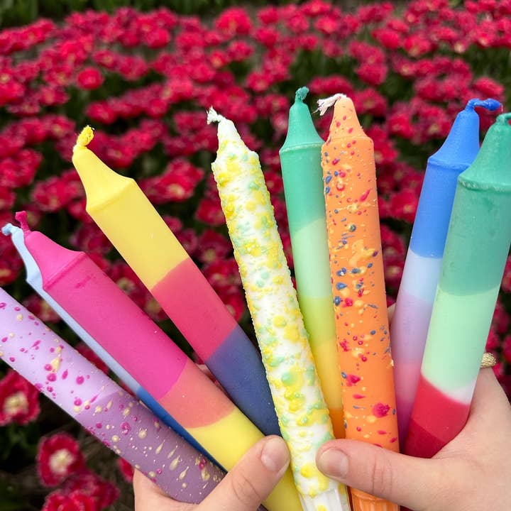 Nordtrice - Wholesale Tapered Candle/Candlestick - Taper candles- Summer vibes / Confetti fuchsia pink / orange