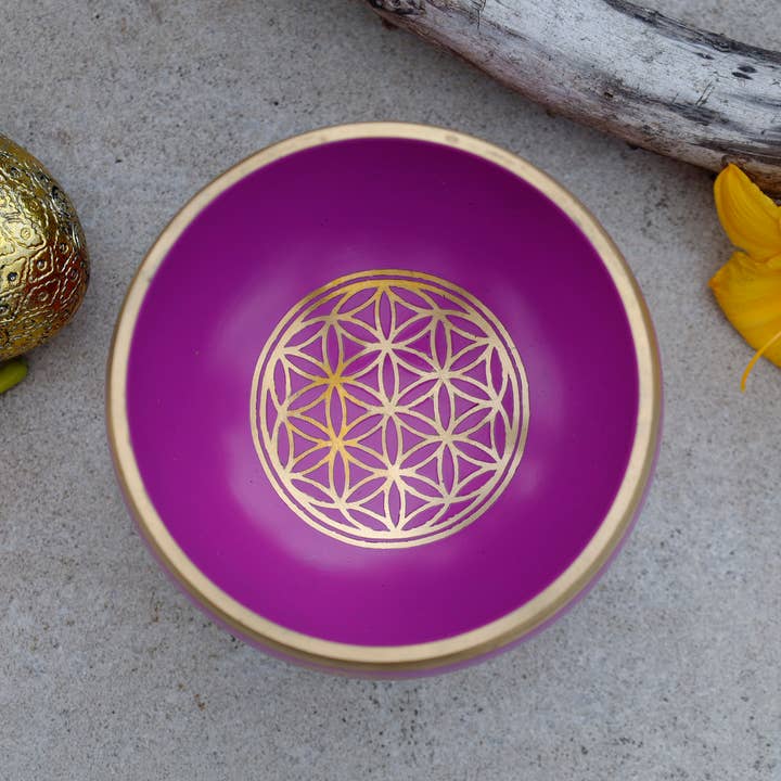 Lungta Imports - Wholesale Meditation Supplies - Singing Bowl Complete Set ~ Flower Of Life ~ Medium Size4