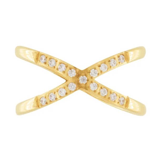 Joy Waterproof Clear CZ X Ring 18K Gold Plating for wholesale by Dansk Copenhagen