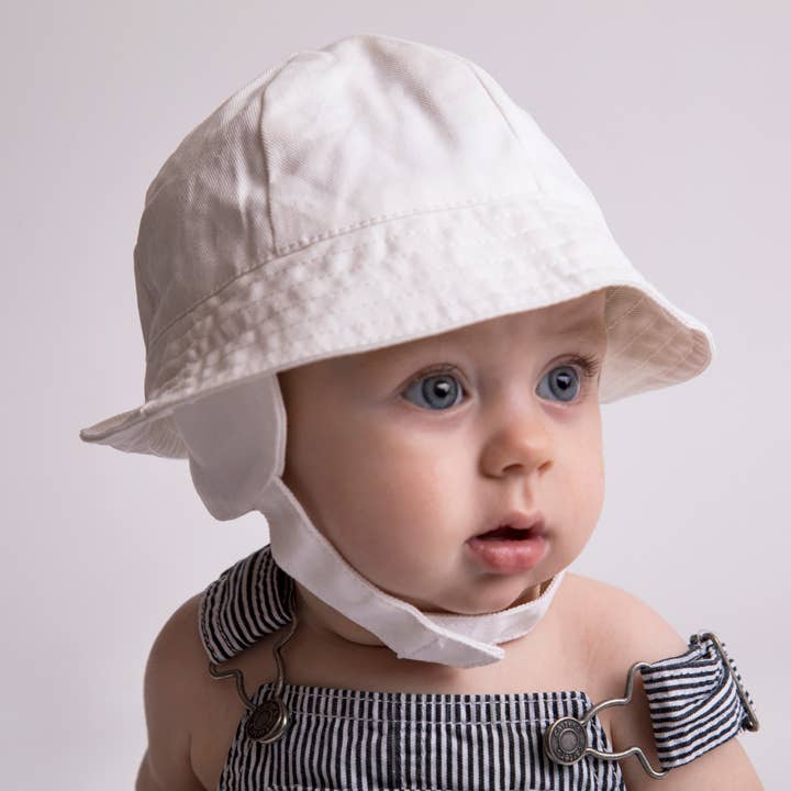 Huggalugs - Wholesale Sun Hat - Kids - Tyrolean White Hat With Chinstrap Baby & Toddler SALE1