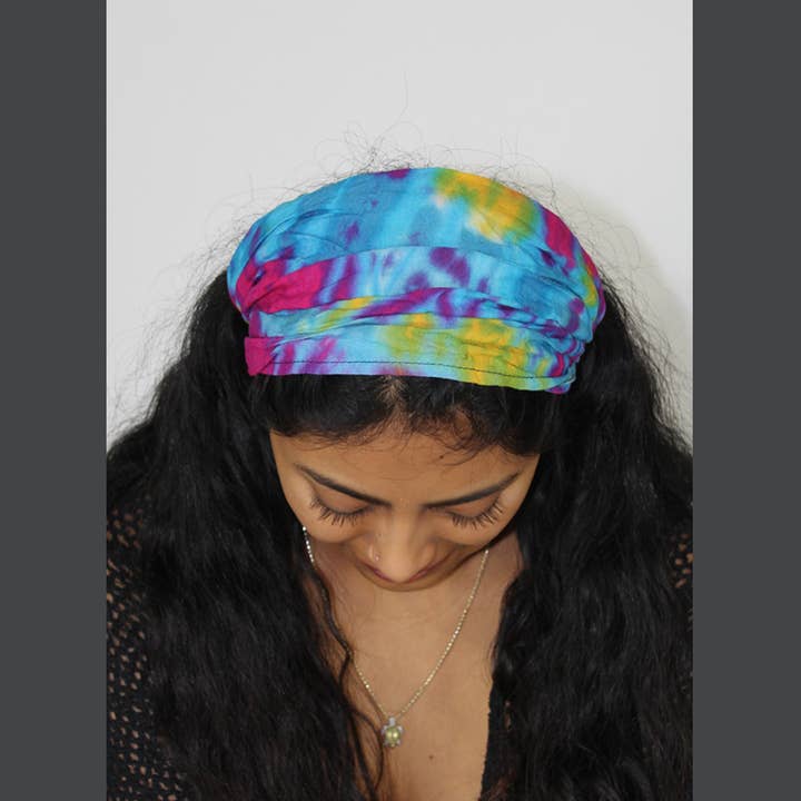 blandade batikfärger Platt Rayon Hårband Boho Hippie för wholesale på Faire